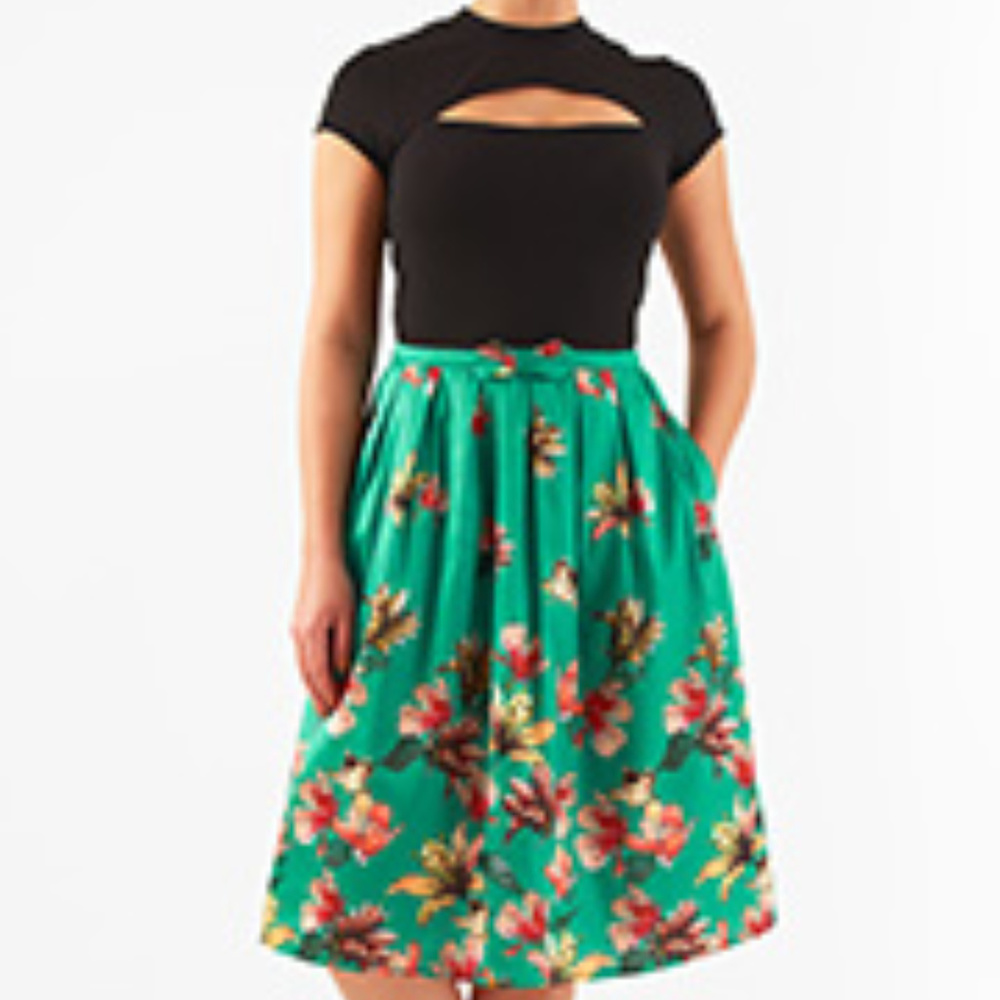 Floral Print Bow-Tie Mixed Media Eshakti Dress